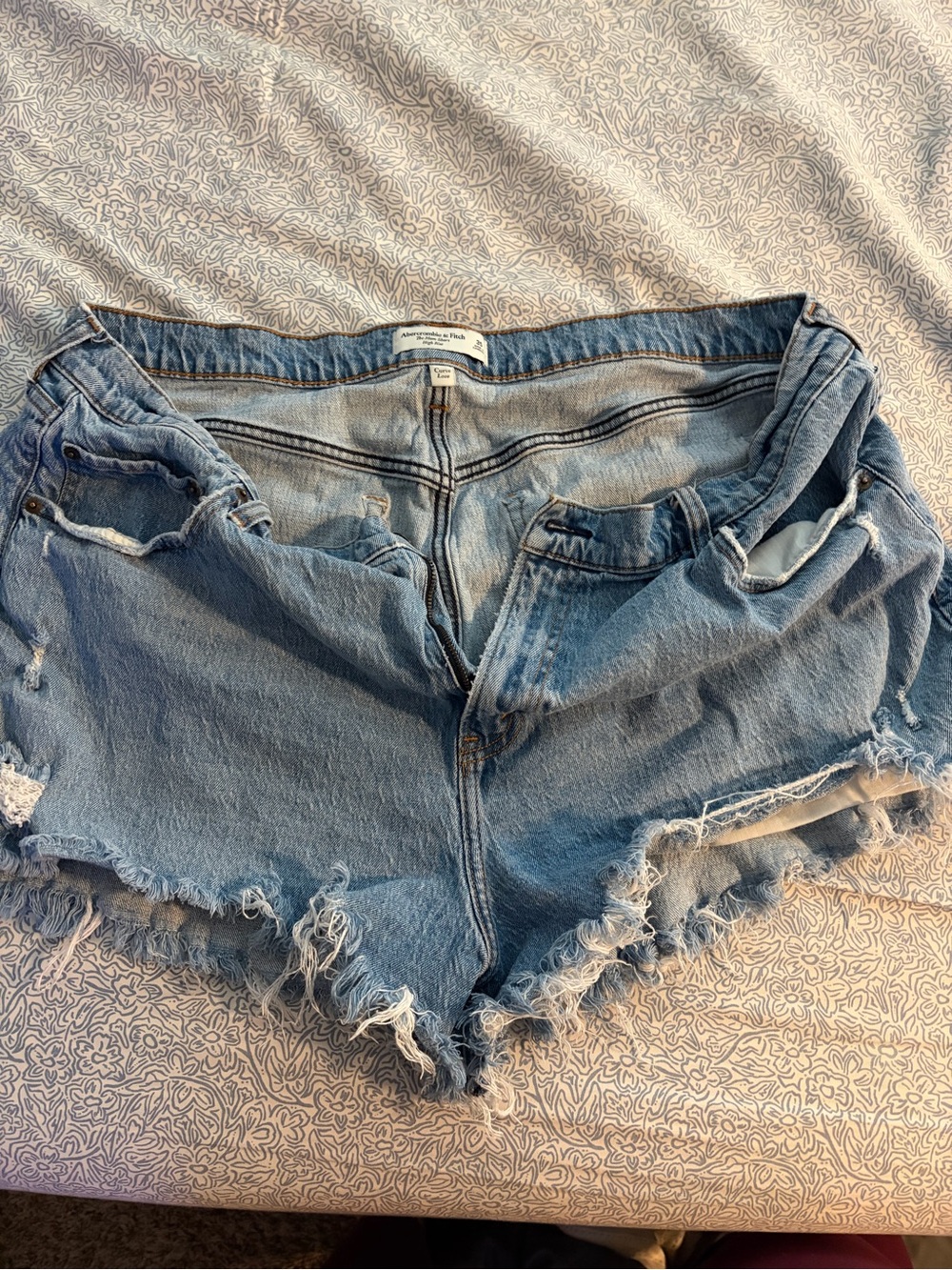 Abercrombie & Fitch Light Blue Distressed Denim Cutoff Shorts